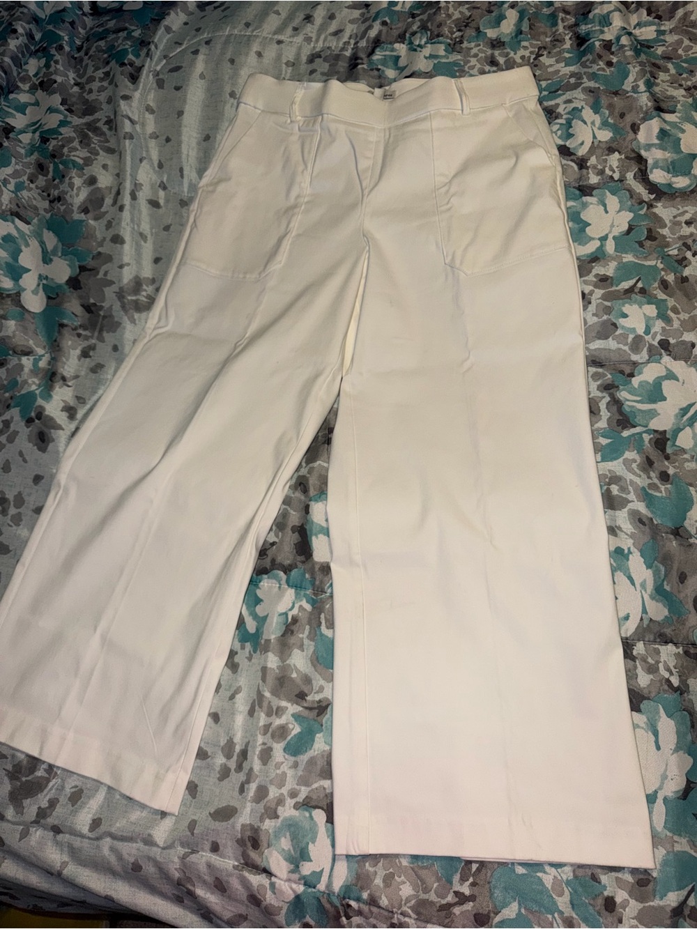 NWOT LARGE Jules & Leopold Cream Wide-Leg Cropped Pants